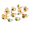 Wholesale Women's Geometric Stainless Steel Ring Set With Green Zirconia Light Luxury And Highend Jewelry