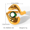 Wholesale Women's Geometric Stainless Steel Ring Set With Green Zirconia Light Luxury And Highend Jewelry