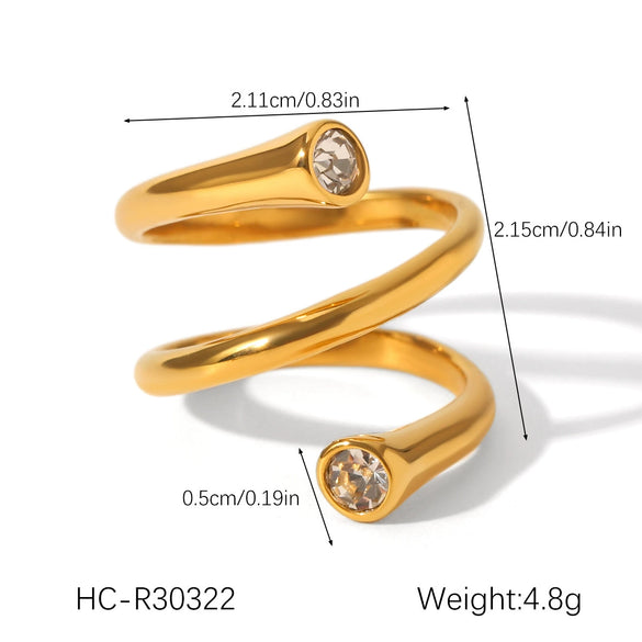 Wholesale Women's Geometric Stainless Steel Ring Set With Zirconia
