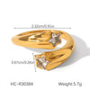 Wholesale Women's Geometric Stainless Steel Ring Set With Zirconia