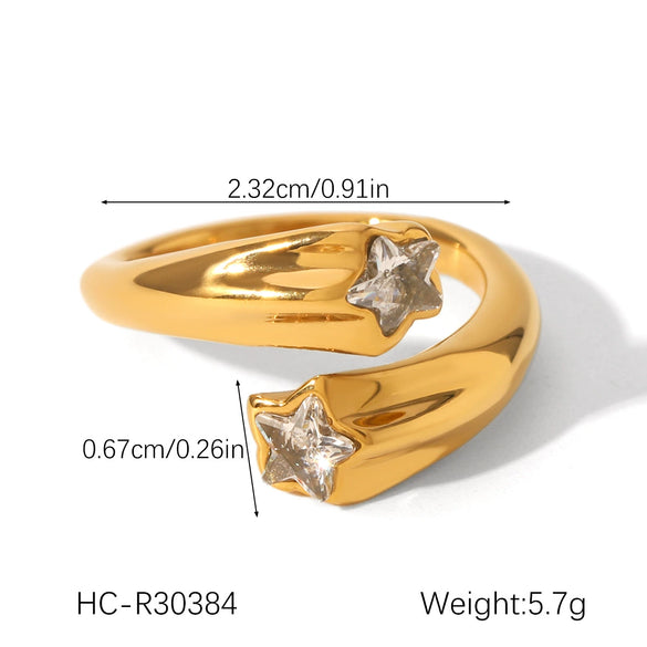 Wholesale Women's Geometric Stainless Steel Ring Set With Zirconia