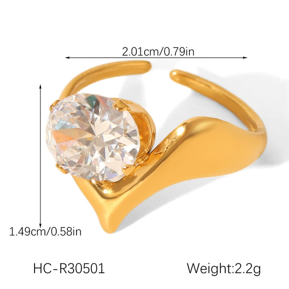 Wholesale Women's Geometric Stainless Steel Ring Set With Zirconia