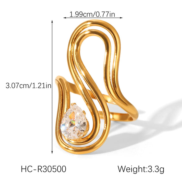 Wholesale Women's Geometric Stainless Steel Ring Set With Zirconia