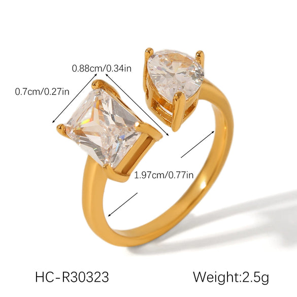 Wholesale Women's Geometric Stainless Steel Ring Set With Zirconia