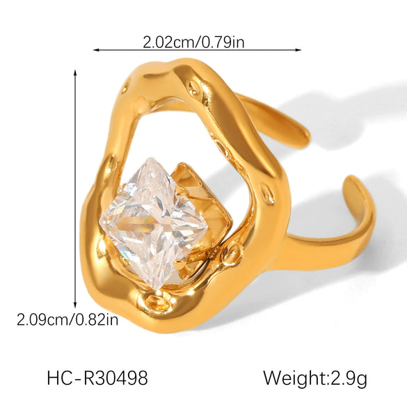 Wholesale Women's Geometric Stainless Steel Ring Set With Zirconia