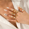 Wholesale Women's Geometric Stainless Steel Ring Set With Zirconia