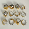 Wholesale Women's Geometric Stainless Steel Ring With Gold And Silver Color Matching Round Diamond And Electroplating Treatment