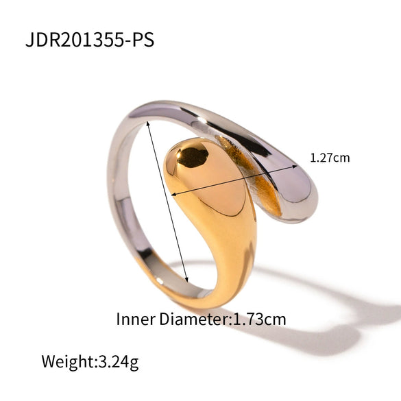 Wholesale Women's Geometric Stainless Steel Ring With Gold And Silver Color Matching Round Diamond And Electroplating Treatment