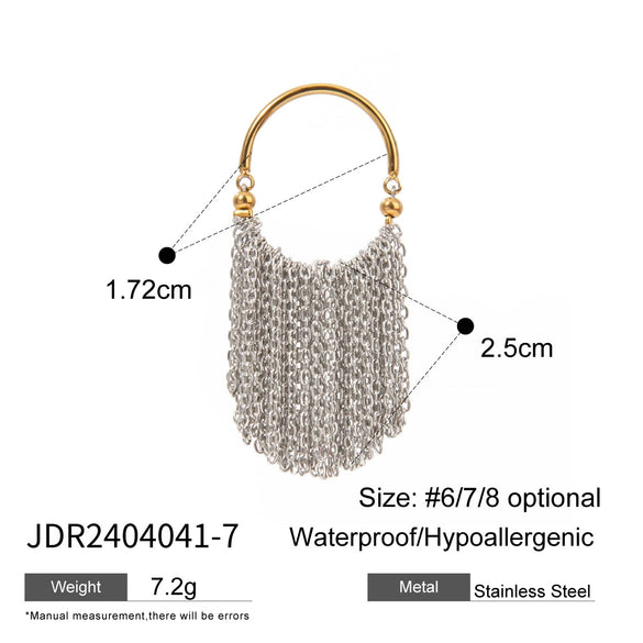 Wholesale Women's Geometric Stainless Steel Ring With Gold And Silver Color Matching Round Diamond And Electroplating Treatment