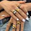 Wholesale Women's Geometric Stainless Steel Ring With Gold And Silver Color Matching Round Diamond And Electroplating Treatment