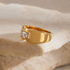 Wholesale Women's Geometric Stainless Steel Ring With 18K Gold Electroplated Titanium Steel French Retro Style