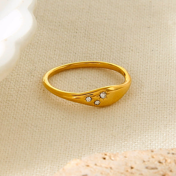 Wholesale Women's Geometric Stainless Steel Ring With 18K Gold Electroplating