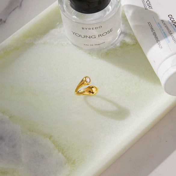 Wholesale Women's Geometric Stainless Steel Ring With Pvd Furnace Vacuum Real Gold Plating Light Luxury Niche Jewelry