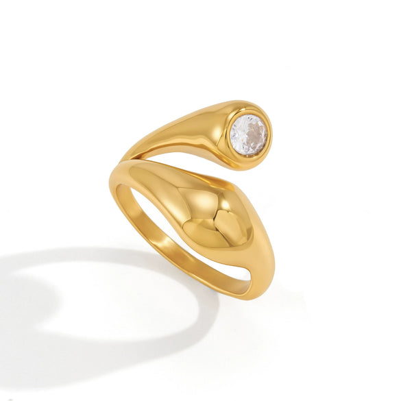 Wholesale Women's Geometric Stainless Steel Ring With Pvd Furnace Vacuum Real Gold Plating Light Luxury Niche Jewelry