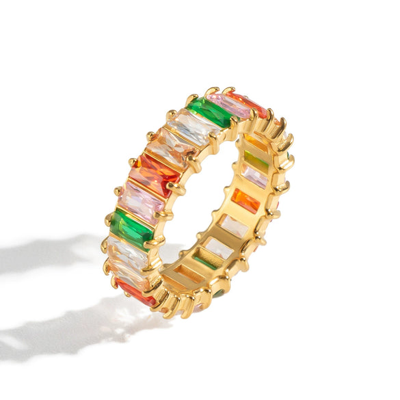 Wholesale Women's Geometric Stainless Steel Ring With Pvd Furnace Vacuum Real Gold Plating Minimalist Style