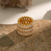 Wholesale Women's Geometric Stainless Steel Ring With Pvd Furnace Vacuum Real Gold Plating Minimalist Style