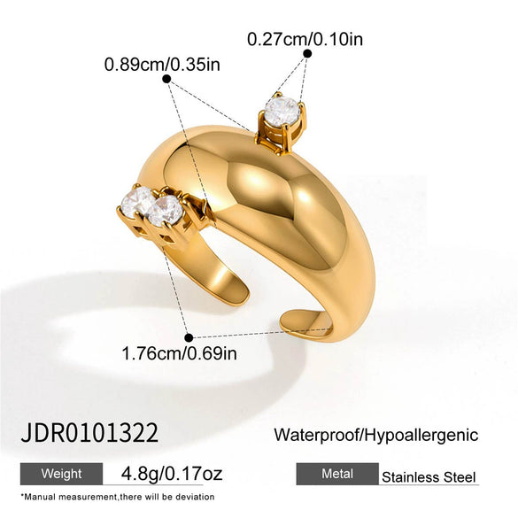 Wholesale Women's Geometric Stainless Steel Ring With Pvd Furnace Vacuum Real Gold Plating