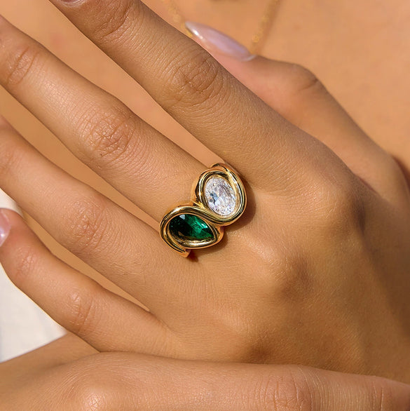 Wholesale Women's Geometric Stainless Steel Ring With Pvd Furnace Vacuum Real Gold Plating