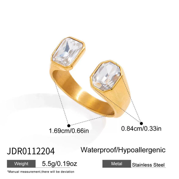 Wholesale Women's Geometric Stainless Steel Ring With Pvd Furnace Vacuum Real Gold Plating