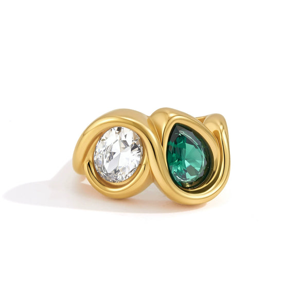 Wholesale Women's Geometric Stainless Steel Ring With Pvd Furnace Vacuum Real Gold Plating