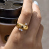 Wholesale Women's Geometric Stainless Steel Ring With Pvd Furnace Vacuum Real Gold Plating