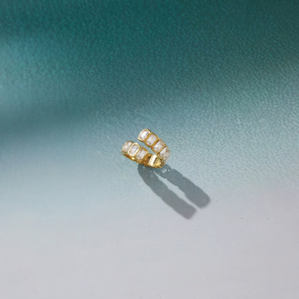 Wholesale Women's Geometric Stainless Steel Ring With Pvd Furnace Vacuum Real Gold Plating
