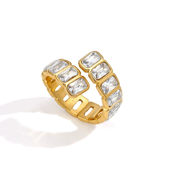 Wholesale Women's Geometric Stainless Steel Ring With Pvd Furnace Vacuum Real Gold Plating