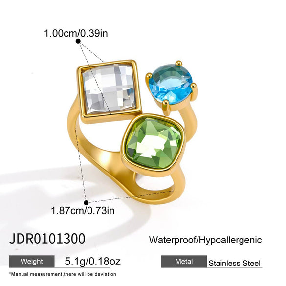 Wholesale Women's Geometric Stainless Steel Ring With Pvd Furnace Vacuum Real Gold Plating