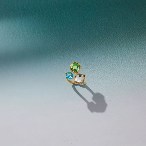 Wholesale Women's Geometric Stainless Steel Ring With Pvd Furnace Vacuum Real Gold Plating