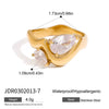 Wholesale Women's Geometric Stainless Steel Ring With Pvd Furnace Vacuum Real Gold Plating