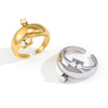 Wholesale Women's Geometric Stainless Steel Ring With Pvd Furnace Vacuum Real Gold Plating