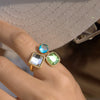 Wholesale Women's Geometric Stainless Steel Ring With Pvd Furnace Vacuum Real Gold Plating