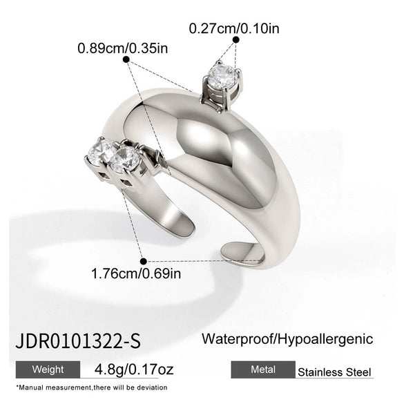 Wholesale Women's Geometric Stainless Steel Ring With Pvd Furnace Vacuum Real Gold Plating