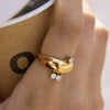 Wholesale Women's Geometric Stainless Steel Ring With Pvd Furnace Vacuum Real Gold Plating