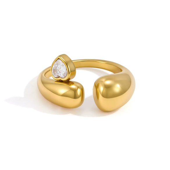 Wholesale Women's Geometric Stainless Steel Ring With Pvd Furnace Vacuum Real Gold Plating