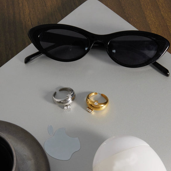 Wholesale Women's Geometric Stainless Steel Ring With Pvd Furnace Vacuum Real Gold Plating