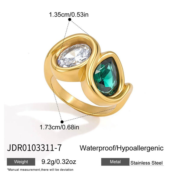 Wholesale Women's Geometric Stainless Steel Ring With Pvd Furnace Vacuum Real Gold Plating