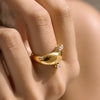 Wholesale Women's Geometric Stainless Steel Ring With Pvd Furnace Vacuum Real Gold Plating