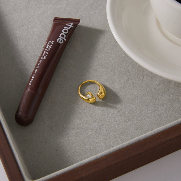 Wholesale Women's Geometric Stainless Steel Ring With Pvd Furnace Vacuum Real Gold Plating