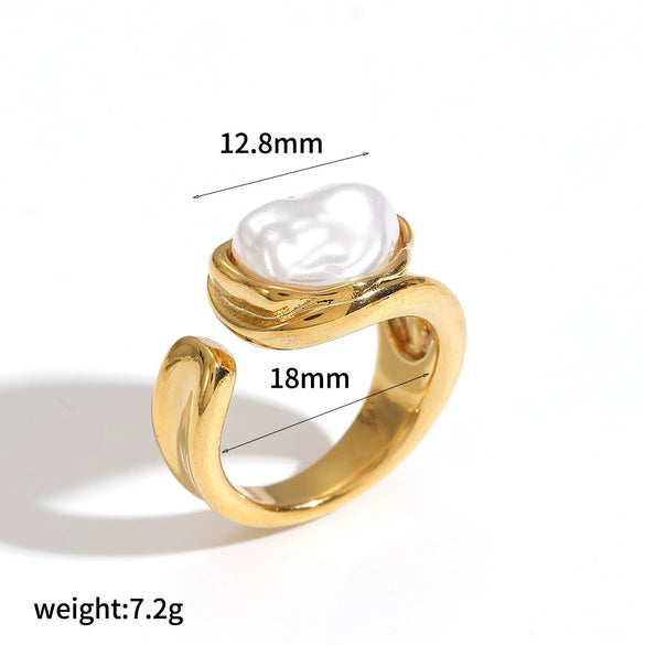 Wholesale Women's Geometric Stainless Steel Ring With Vacuum Real Gold Plating In Pvd Furnace Light Luxury Style