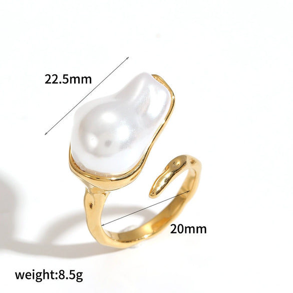 Wholesale Women's Geometric Stainless Steel Ring With Vacuum Real Gold Plating In Pvd Furnace Light Luxury Style