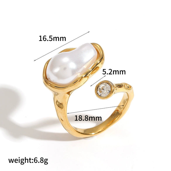 Wholesale Women's Geometric Stainless Steel Ring With Vacuum Real Gold Plating In Pvd Furnace Light Luxury Style