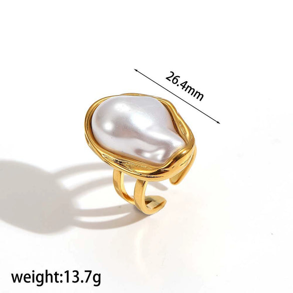 Wholesale Women's Geometric Stainless Steel Ring With Vacuum Real Gold Plating In Pvd Furnace Light Luxury Style