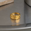 Wholesale Women's Geometric Stainless Steel Ring With Vacuum Real Gold Plating In Pvd Furnace Vintage Style