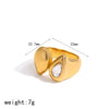 Wholesale Women's Geometric Stainless Steel Ring With Vacuum Real Gold Plating In Pvd Furnace
