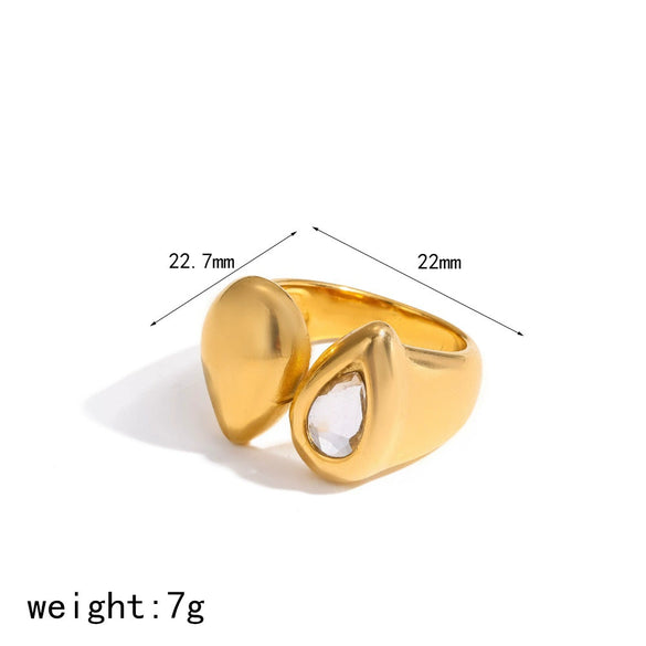 Wholesale Women's Geometric Stainless Steel Ring With Vacuum Real Gold Plating In Pvd Furnace