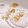 Wholesale Women's Geometric Stainless Steel Ring With Vacuum Real Gold Plating In Pvd Furnace