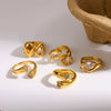 Wholesale Women's Geometric Stainless Steel Ring With Vacuum Real Gold Plating In Pvd Furnace