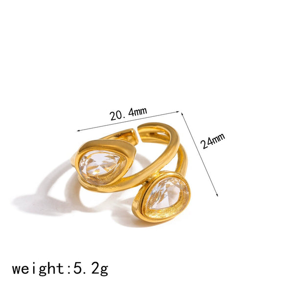 Wholesale Women's Geometric Stainless Steel Ring With Vacuum Real Gold Plating In Pvd Furnace