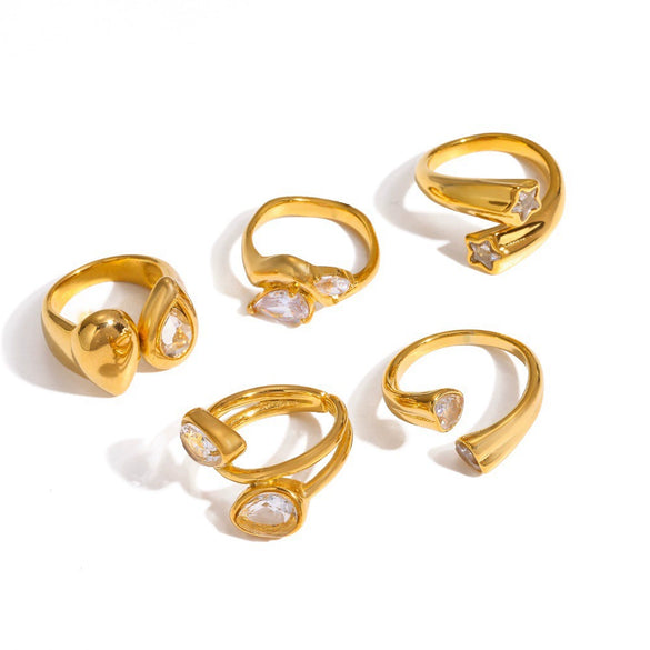 Wholesale Women's Geometric Stainless Steel Ring With Vacuum Real Gold Plating In Pvd Furnace